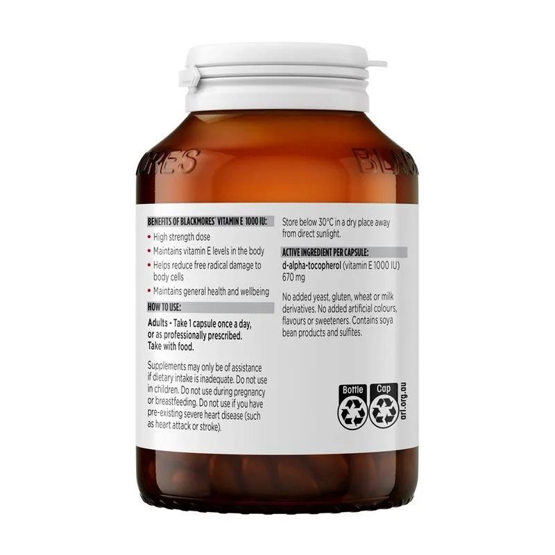 Blackmores VE 1000IU 天然维生素E美白养颜100粒 3