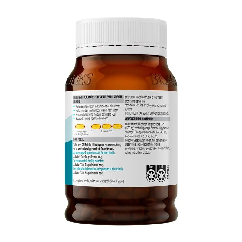 Blackmores 澳佳宝无腥味3倍浓缩深海鱼油150粒Omega3 3