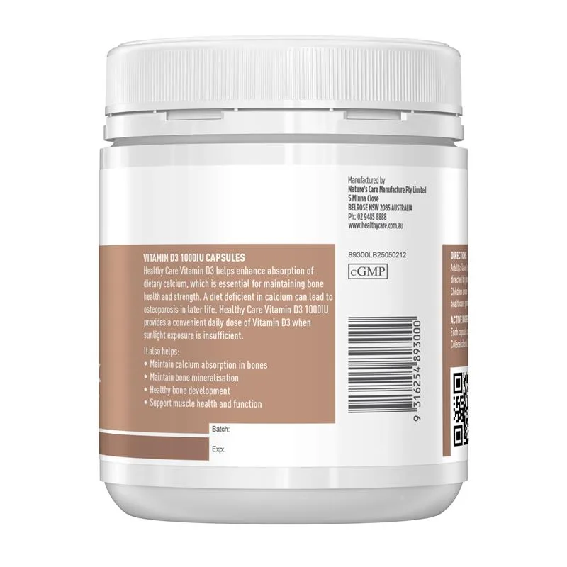 Healthy Care 维生素D3软胶囊 1000IU 3