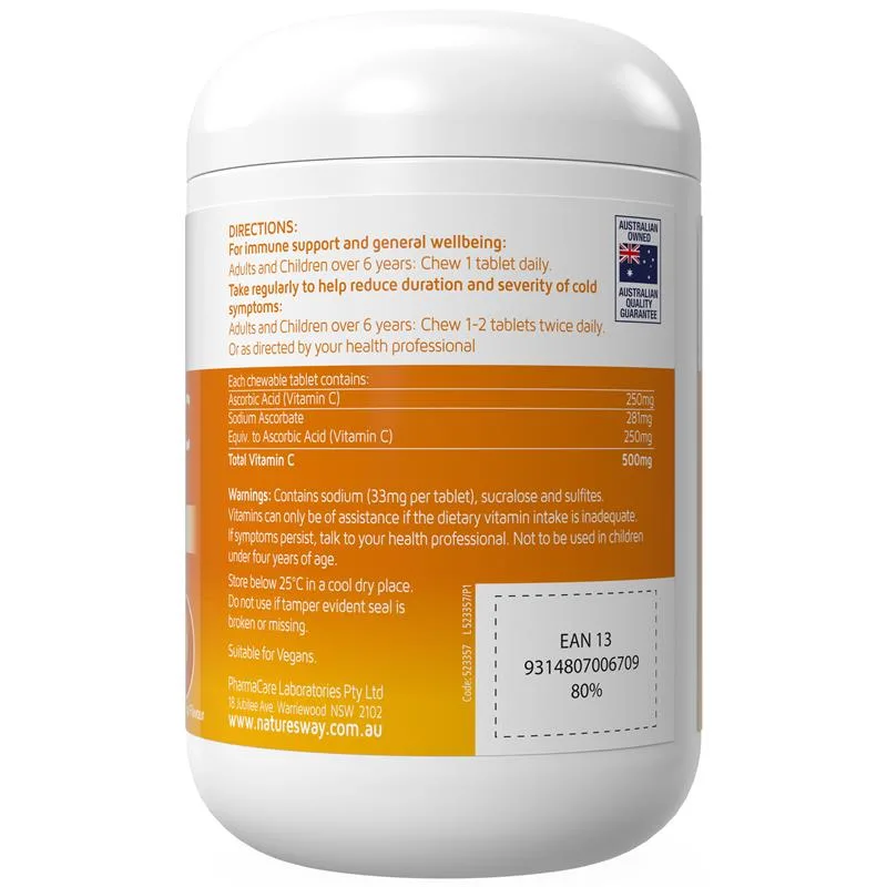 Nature's Way 佳思敏 无糖型vc 维生素C咀嚼片 500mg 3