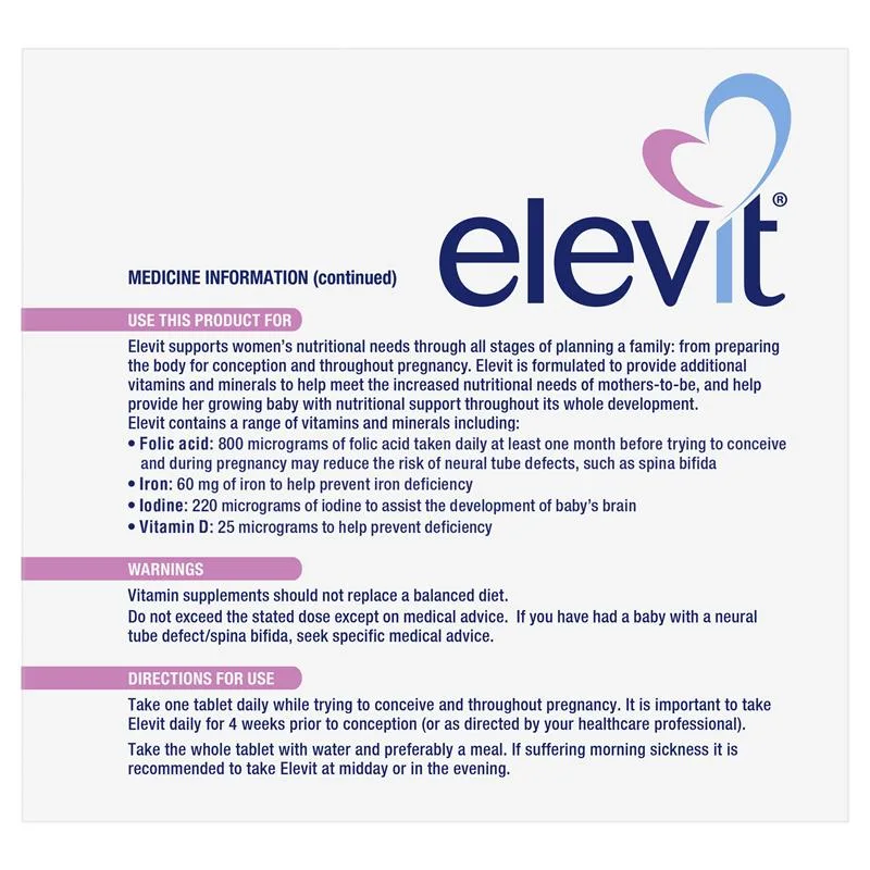 Elevit 女士爱乐维孕妇维生素含叶酸 100粒 2
