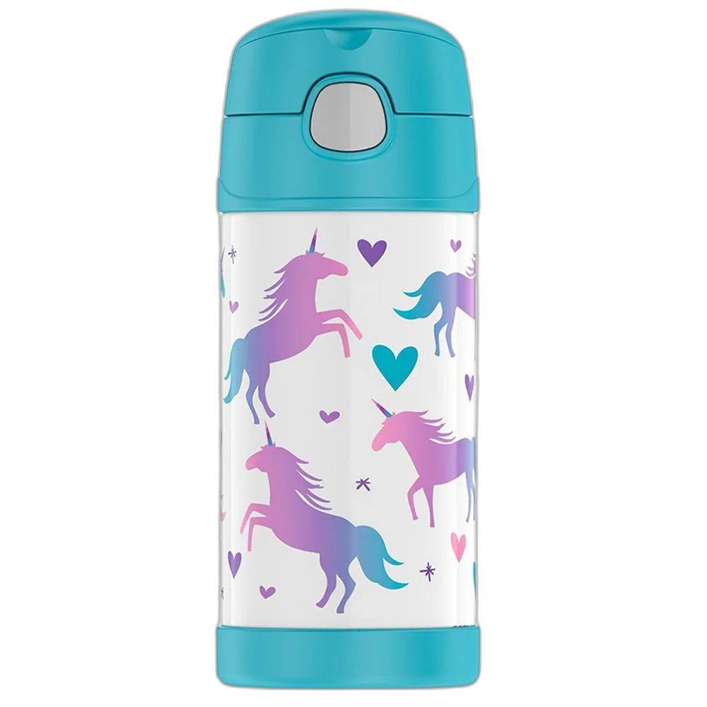 Thermos F119蓝绿色独角兽儿童水杯